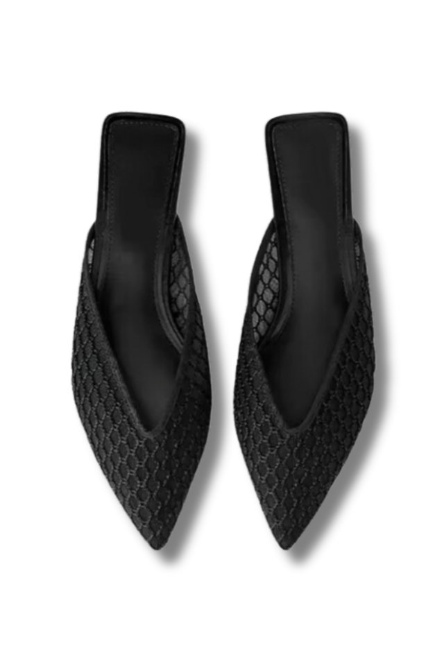 LEYA Mules - Elegant women's mules with pointed toe and mesh design